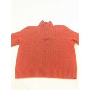 Polo‎ Ralph Lauren Boys Cable Knit 1/4 Zip Sweater Orange Lambswool XL